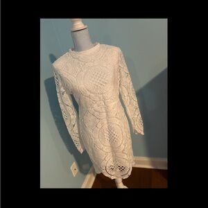 Shinestar White Lace Long Sleeve Dress
